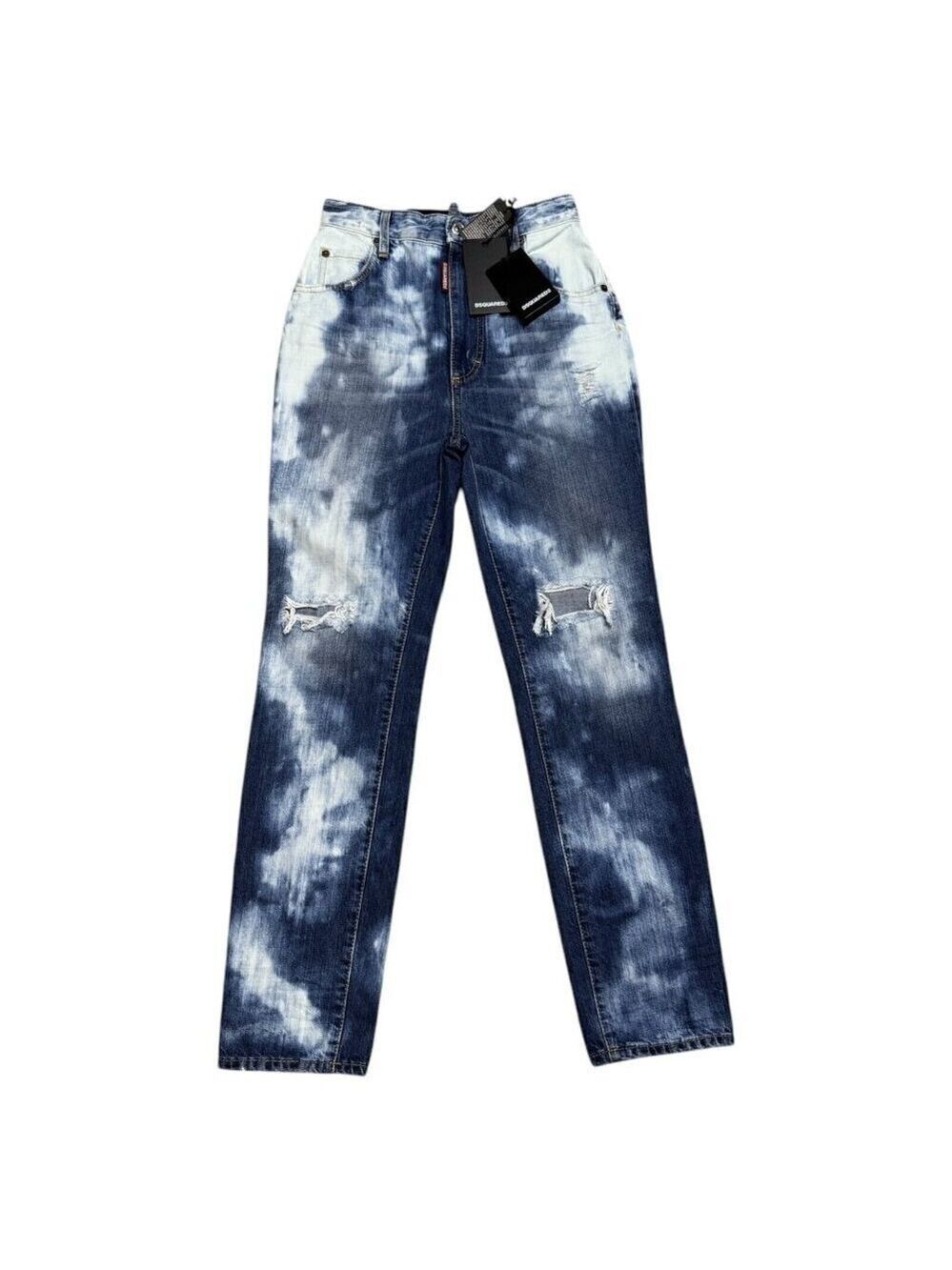 DSQUARED 2 Jeans (NWT) High Waist Glam Head Tie Dye Designer Skinny Denim Size 0